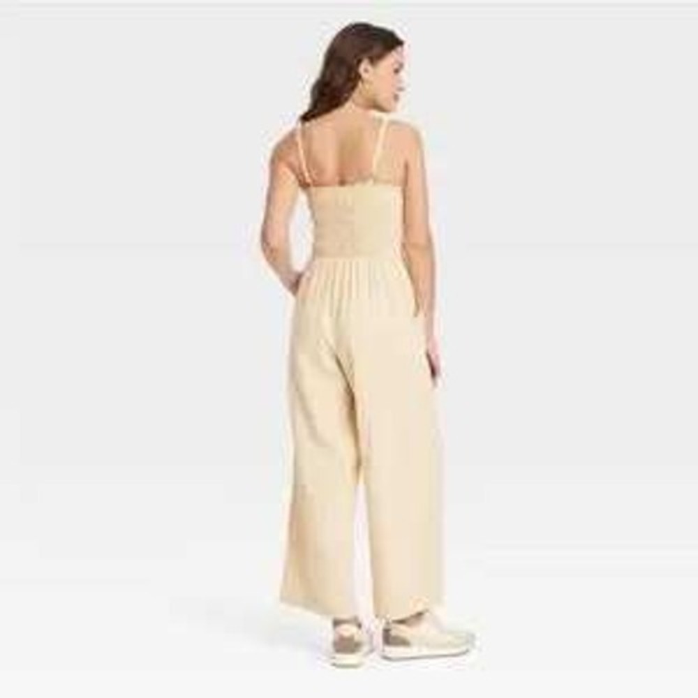 $30 NWT UNIVERSAL THREAD spaghetti strap smocked pantsuit PLUS XXL 2X tan solid - Picture 4 of 6